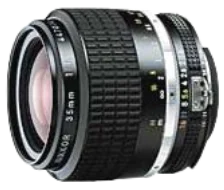 Chrome and black camera lens with textured grip ring and focus distance markings