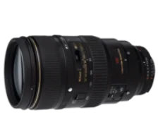 Black telephoto lens with gold markings and zoom ring